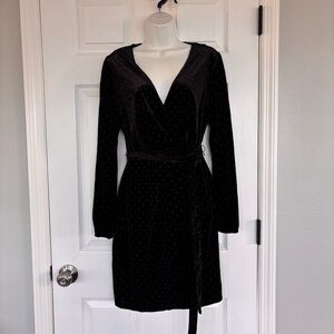 Nine West Black Long Sleeve Wrap Dress
